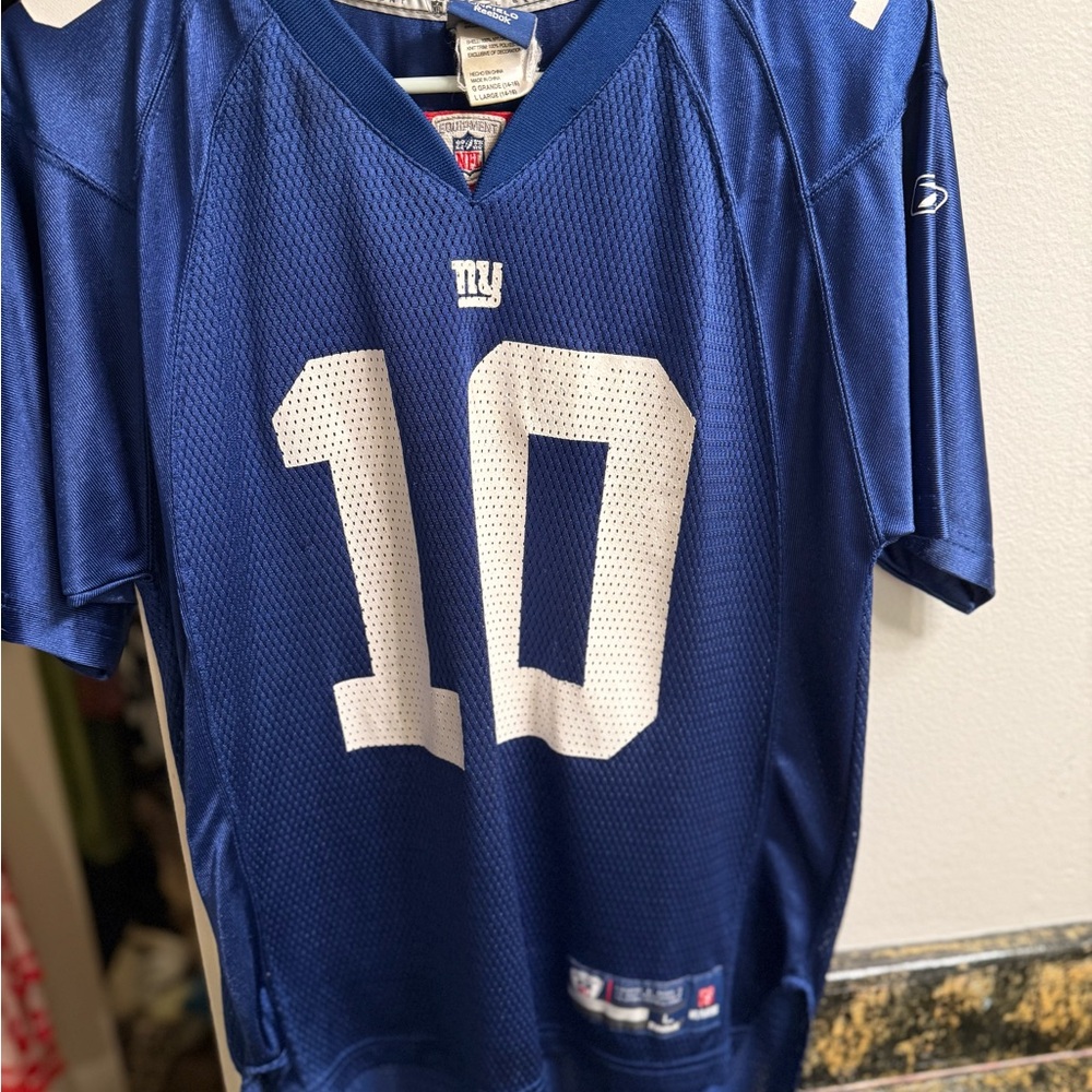 Eli Manning NY Giants Reebok Blue and White NFL Jersey - youth L (14-16)